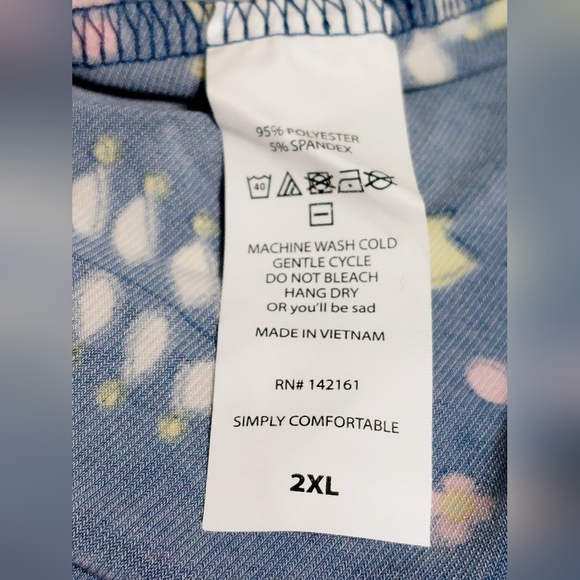 Stretchy Blue Floral Pink and Yellow Spring Tulips‎ Lularoe Azure Size 2XL - Picture 5 of 7